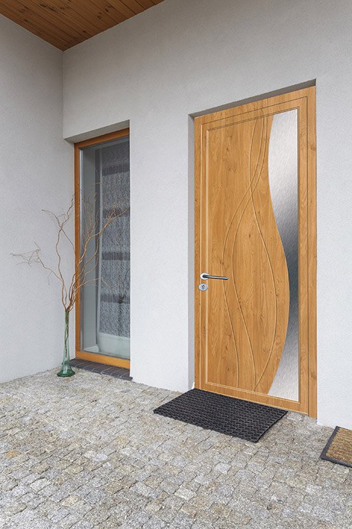 porte d'entrée en alu couleur bois
