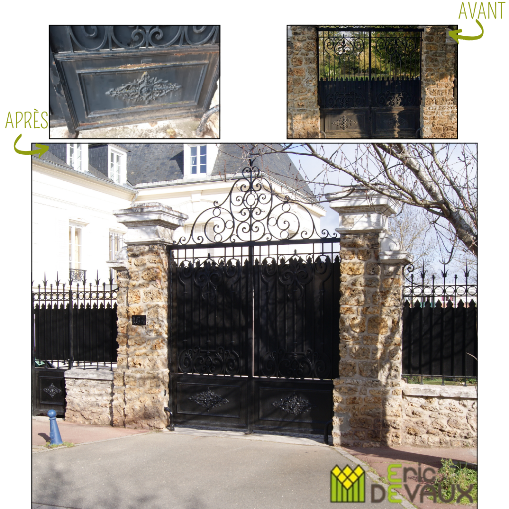 exemple rénovation de portail en fer forgé