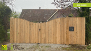 portail en bois sur mesure forme concave en Normandie