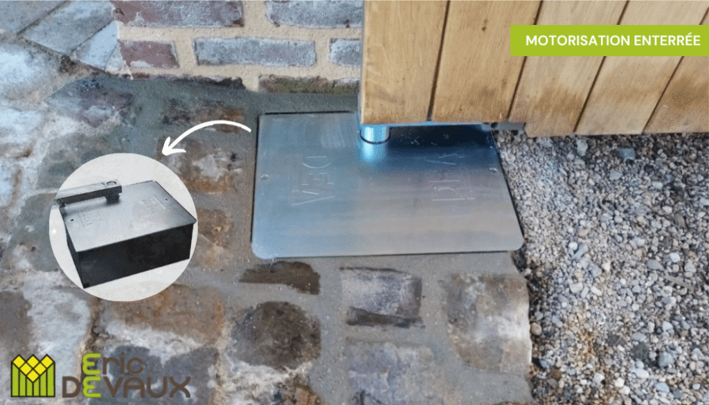 vue système enterré motorisation portail portes battantes