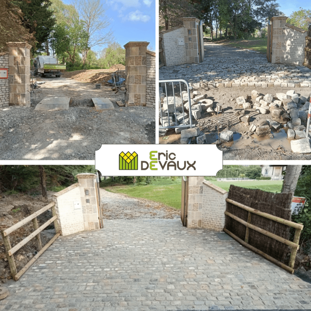 montage pavage d'une allée en pierres naturelles